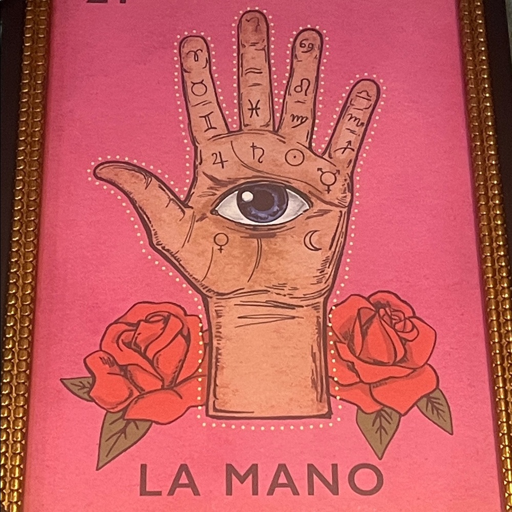 Vintage Games- La Loteria Prints-  New Framed- LA MANO Astrological Palm Reading